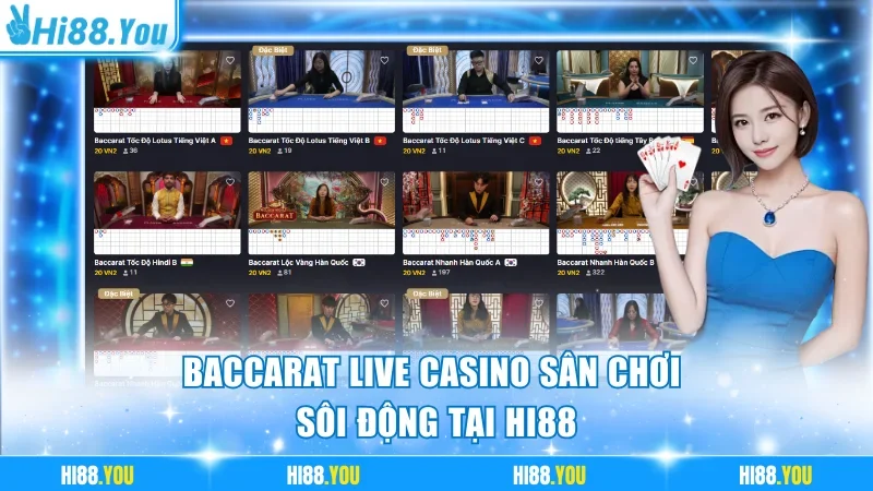 Baccarat Live Casino sân chơi sôi động tại Hi88