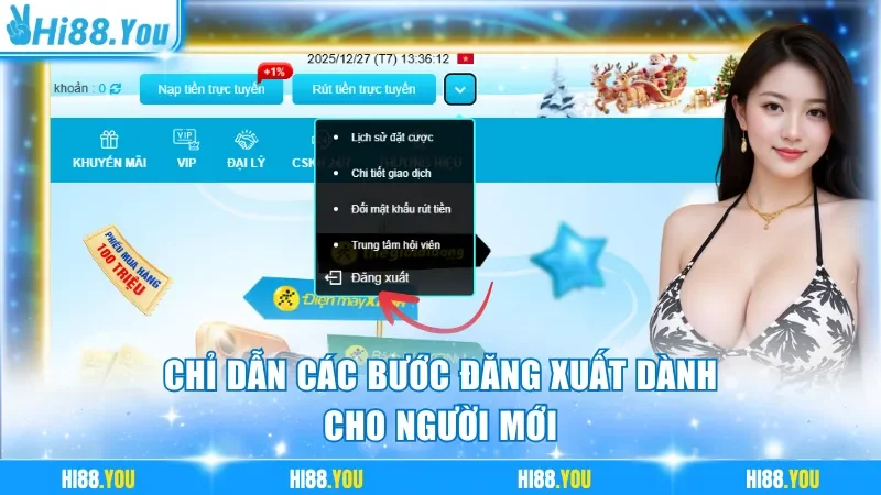 Chỉ dẫn các bước đăng xuất dành cho người mới