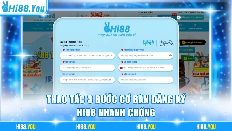 Thao tác 3 bước cơ bản đăng ký Hi88 nhanh chóng